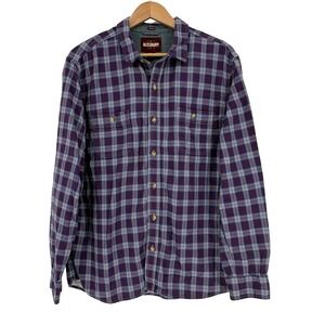 ALESBURY‎ Men's Plaid Long Sleeve Button Down Shirt Purple Blue Size Large